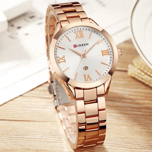 CURREN Fashion Women's Quartz Wristwatches Stainless Steel Women Watch Luxury Gold	Watches Waterproof Bracelet Clock